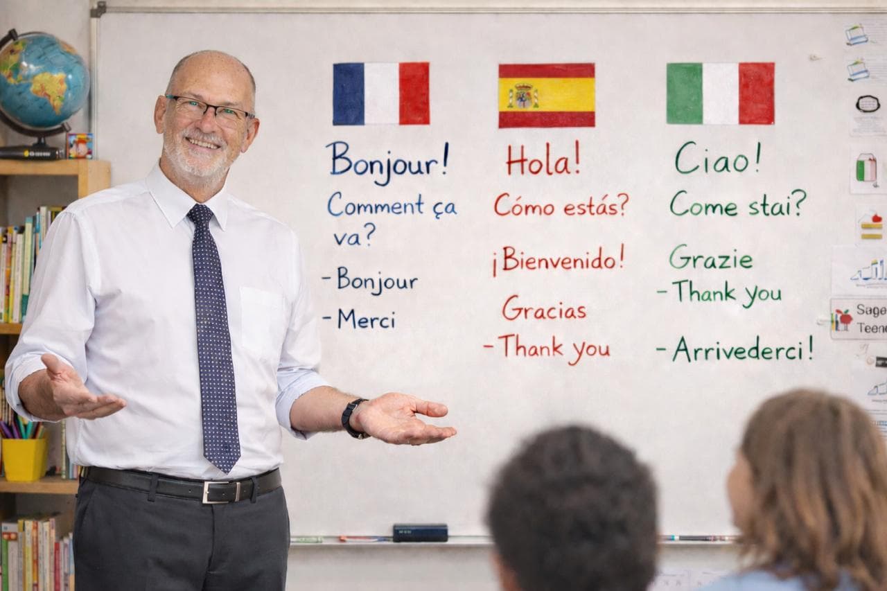 Students studying languages